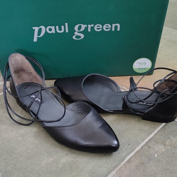 Paul Green Black Leather Flat Shoe - Picture 9 of 9